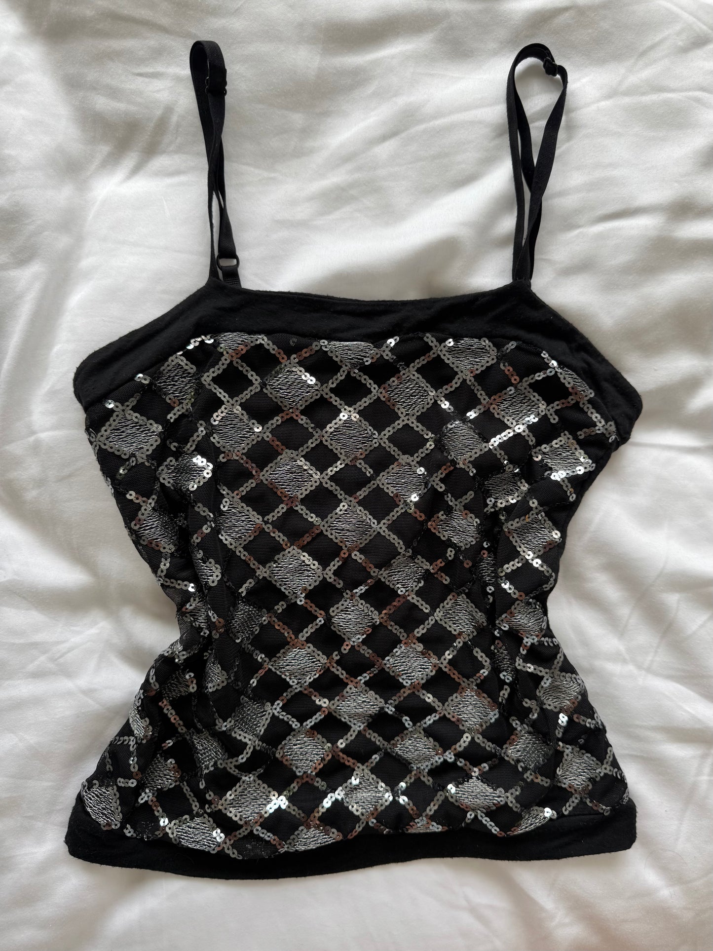 Silver sequin vest top