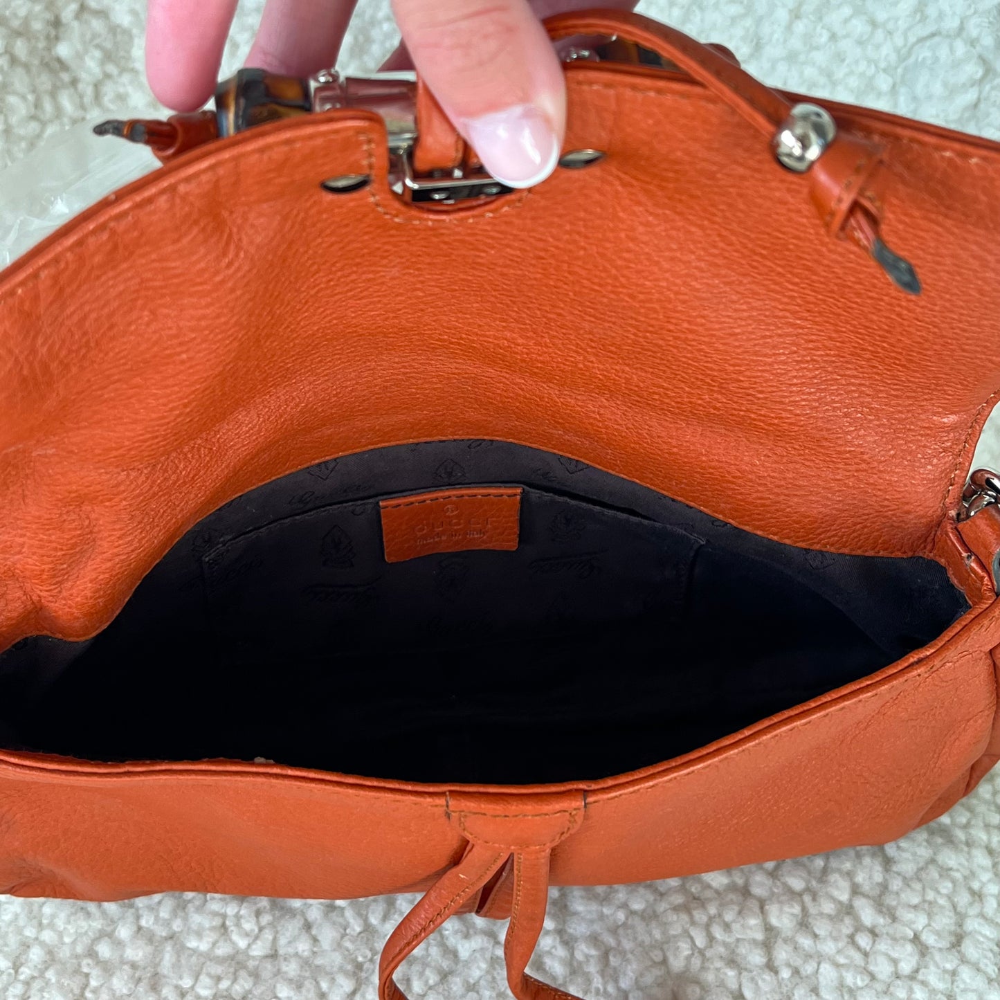 Gucci Calfskin Bamboo Croisette Shoulder Bag