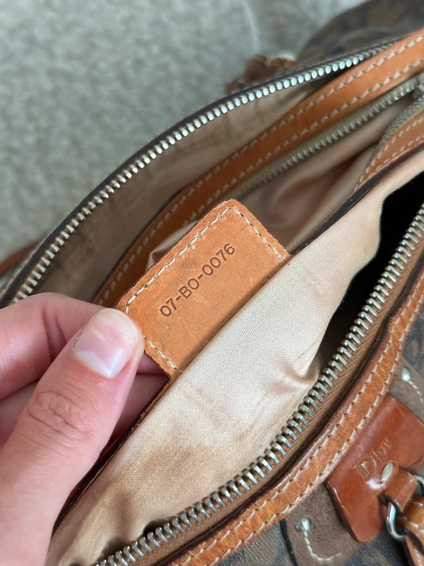 Large christian dior trotter monogram boston shoulder bag