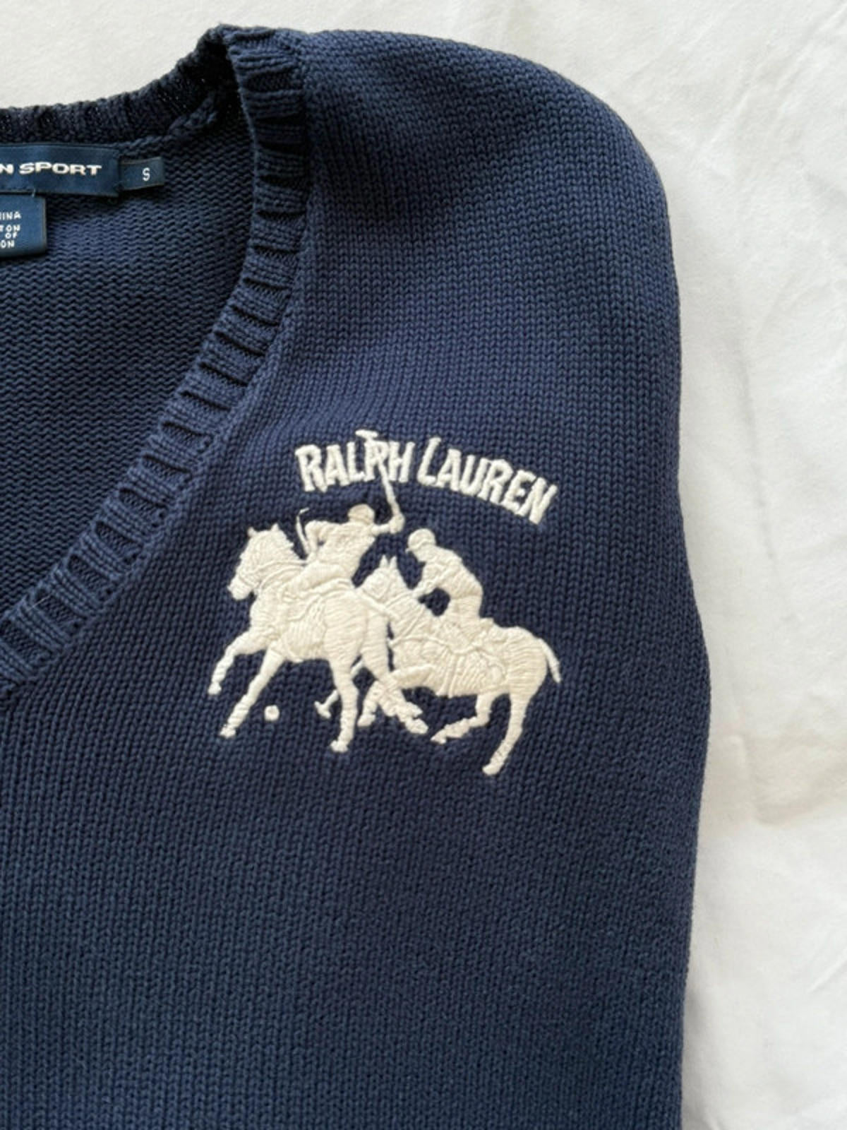 Ralph Lauren Sport navy V-neck knit jumper