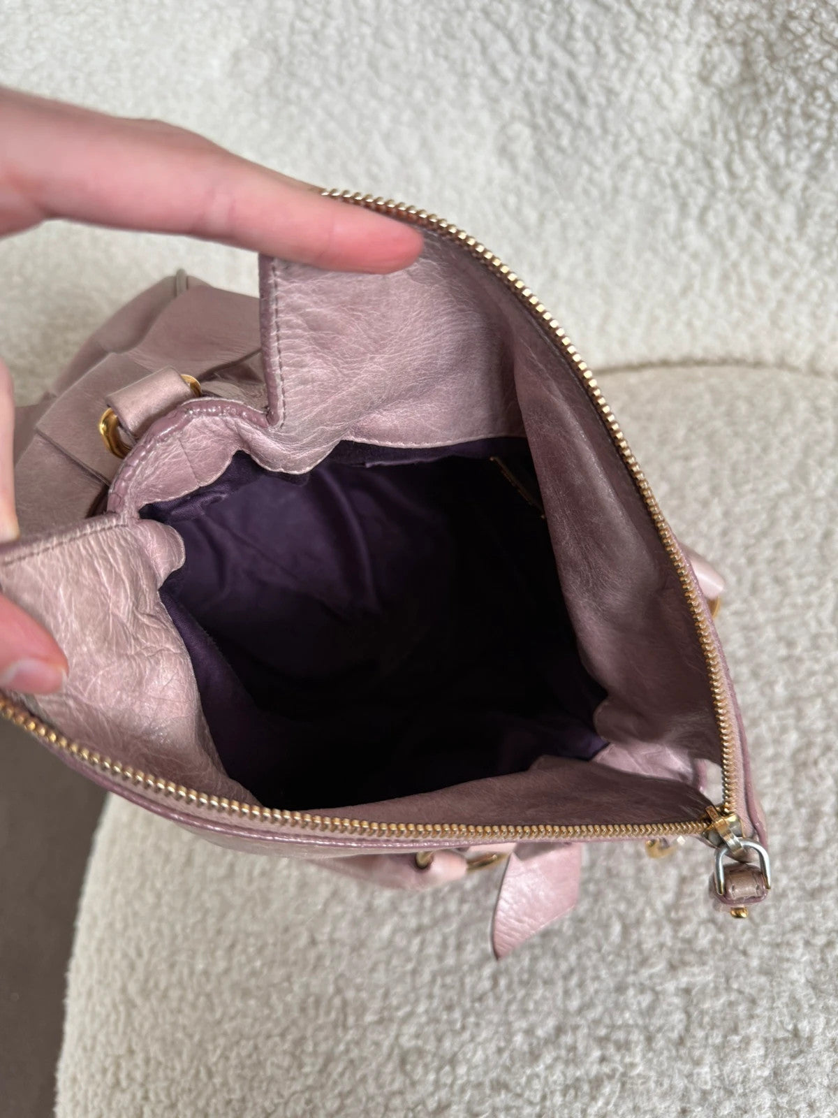 Miu Miu Vitello Lux Mini Bow Bag Mughetto
