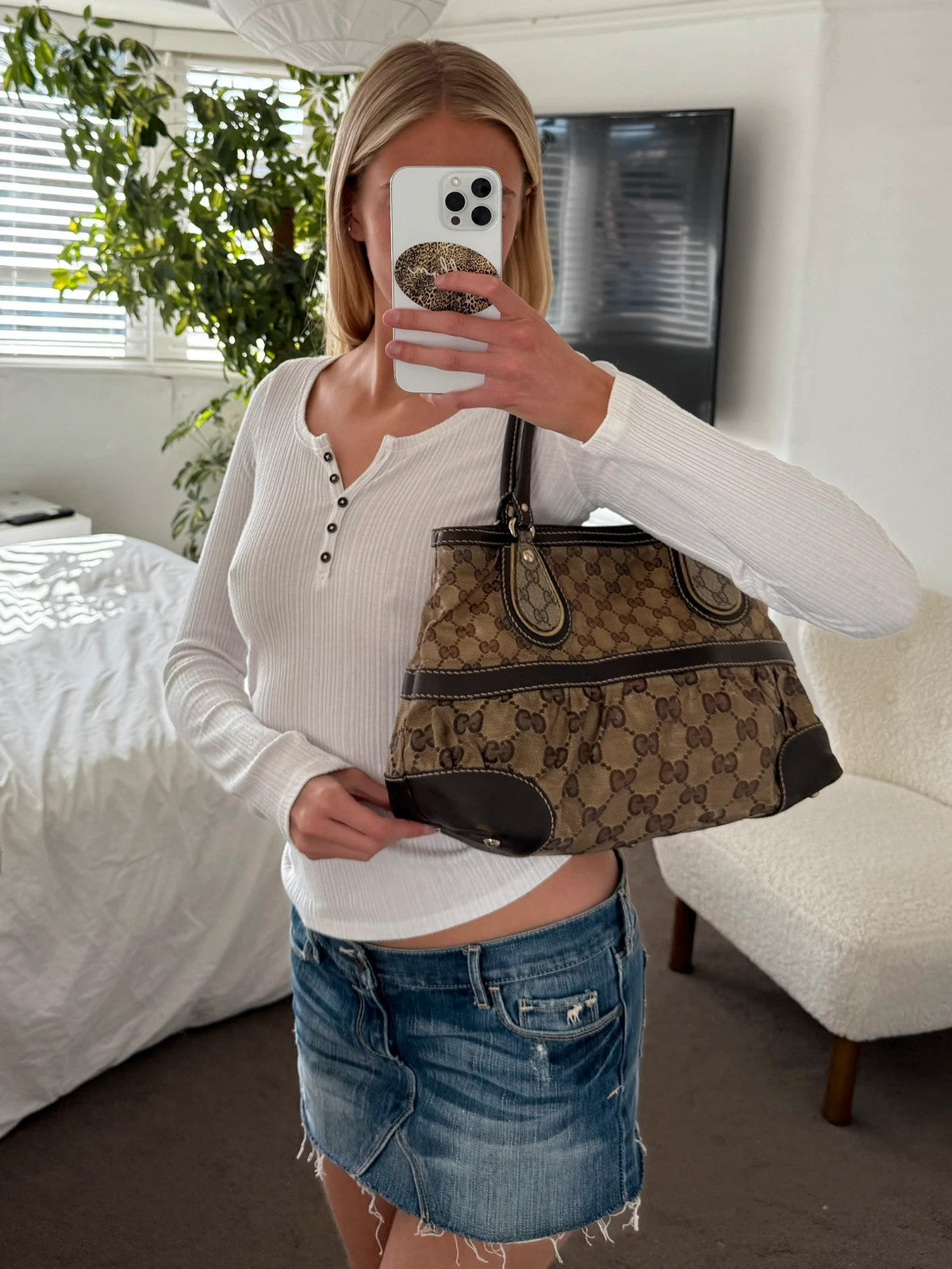 Gucci GG Crystal Handbag Brown