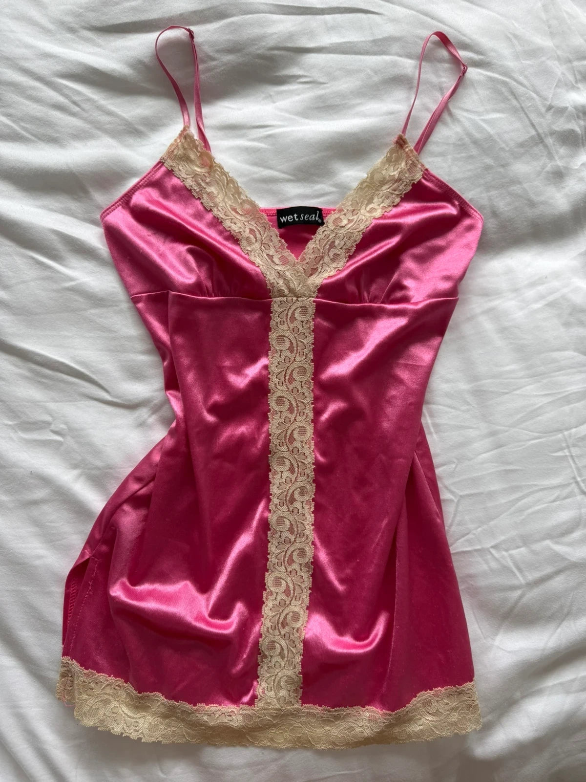 Hot pink satin-look cami