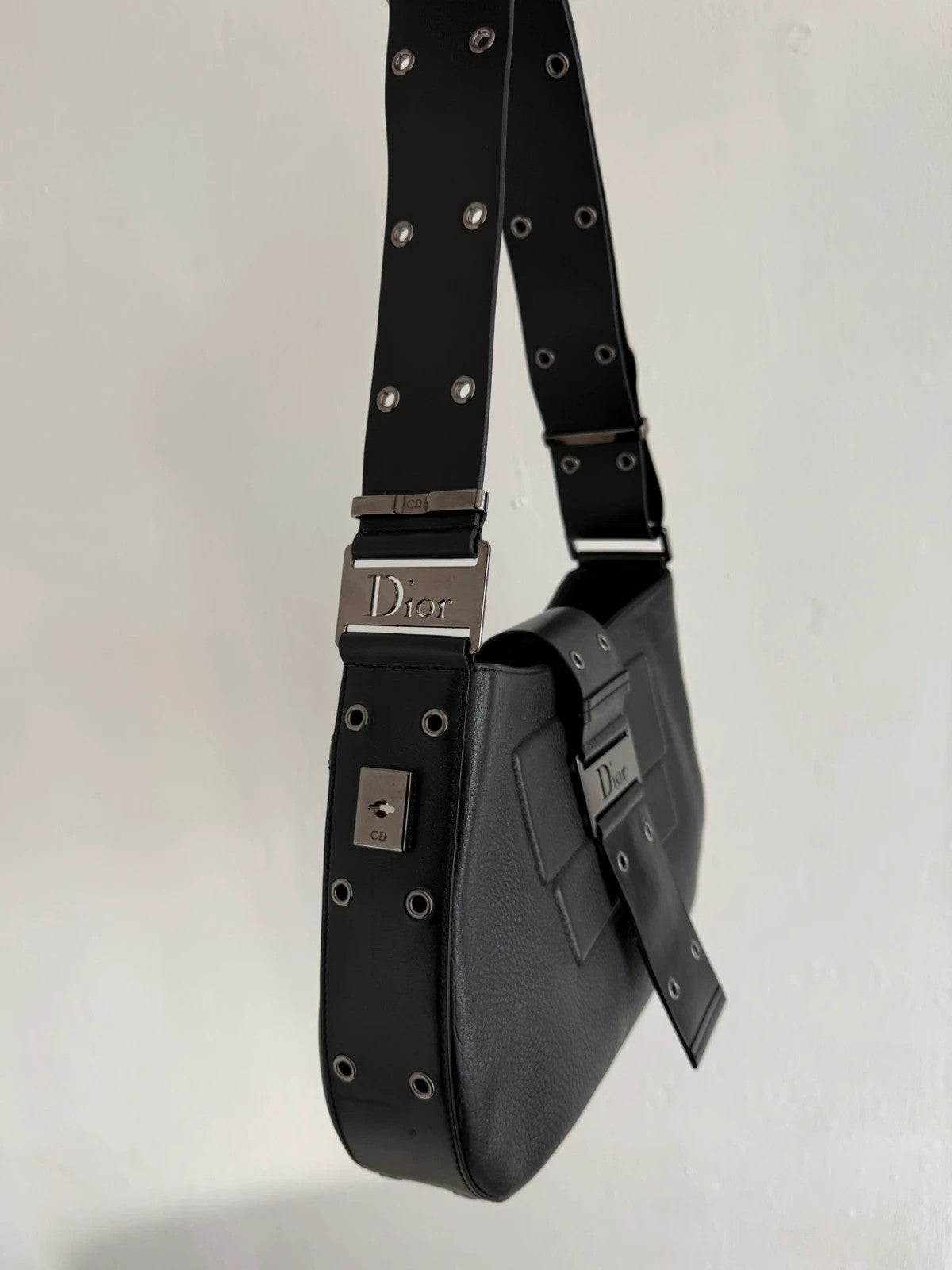 Christian Dior Street Chic Columbus Black Leather Shoulder Bag