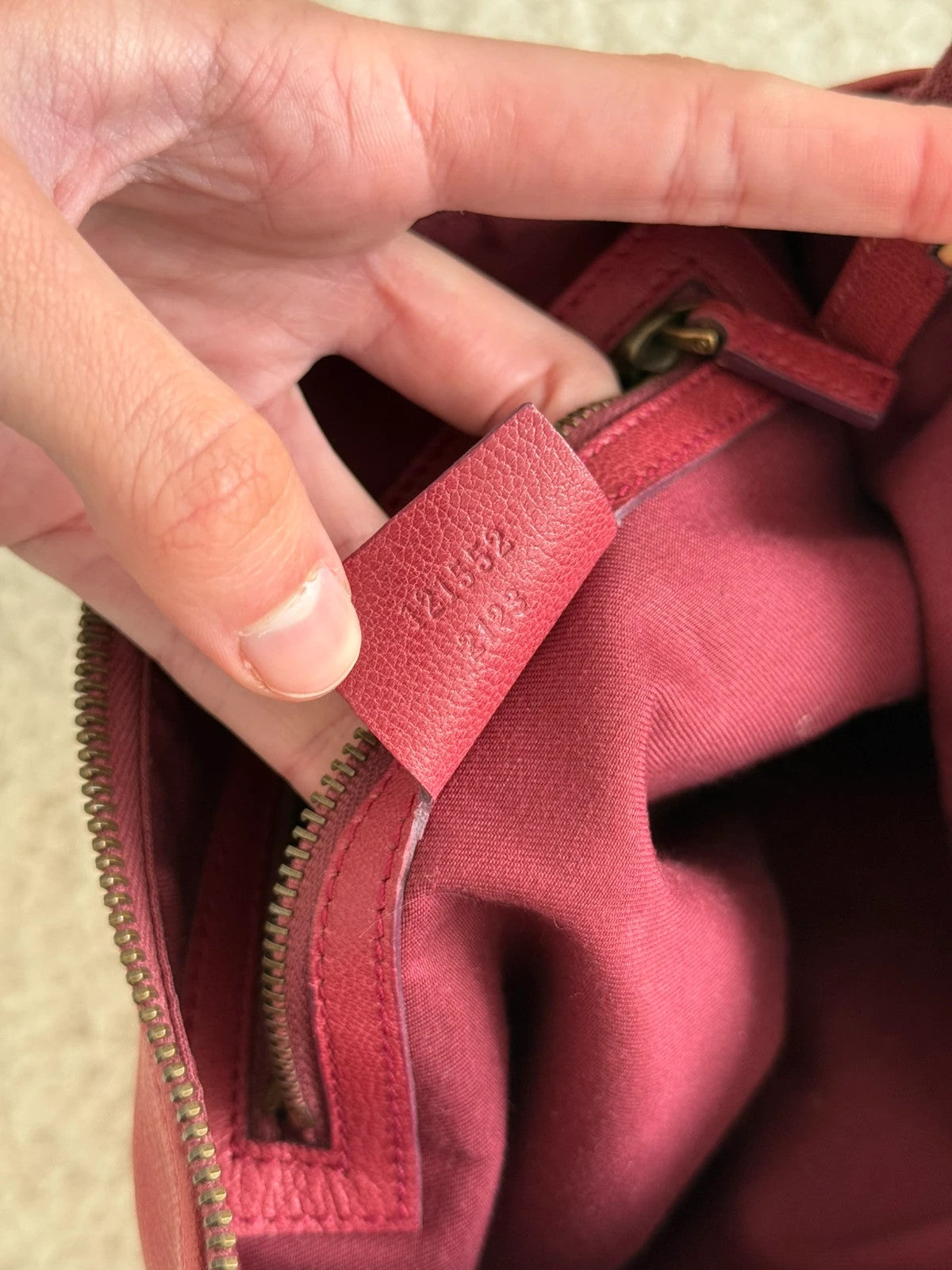 Gucci Dark Red Leather Blondie Logo Mini Hobo