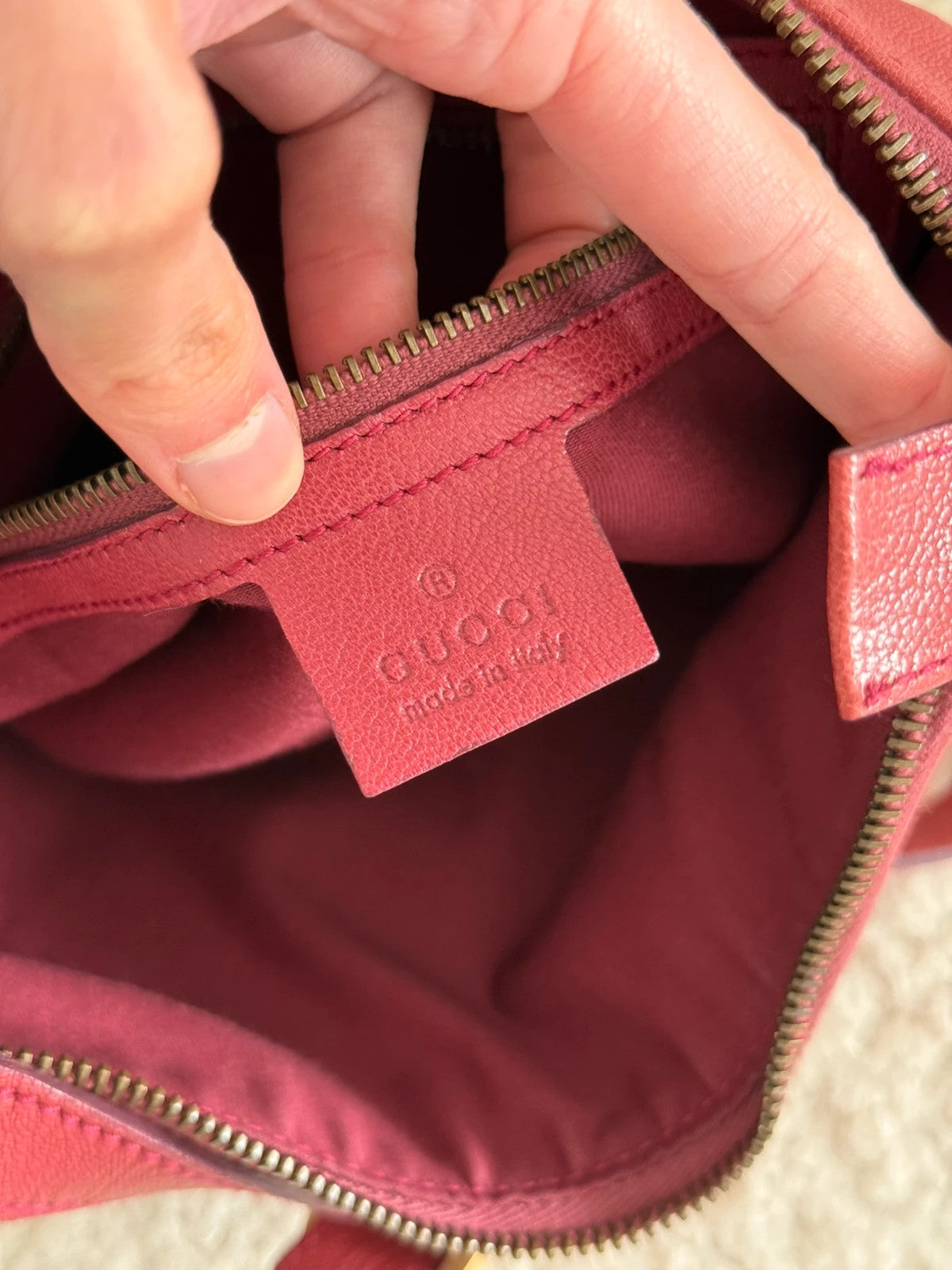 Gucci Dark Red Leather Blondie Logo Mini Hobo