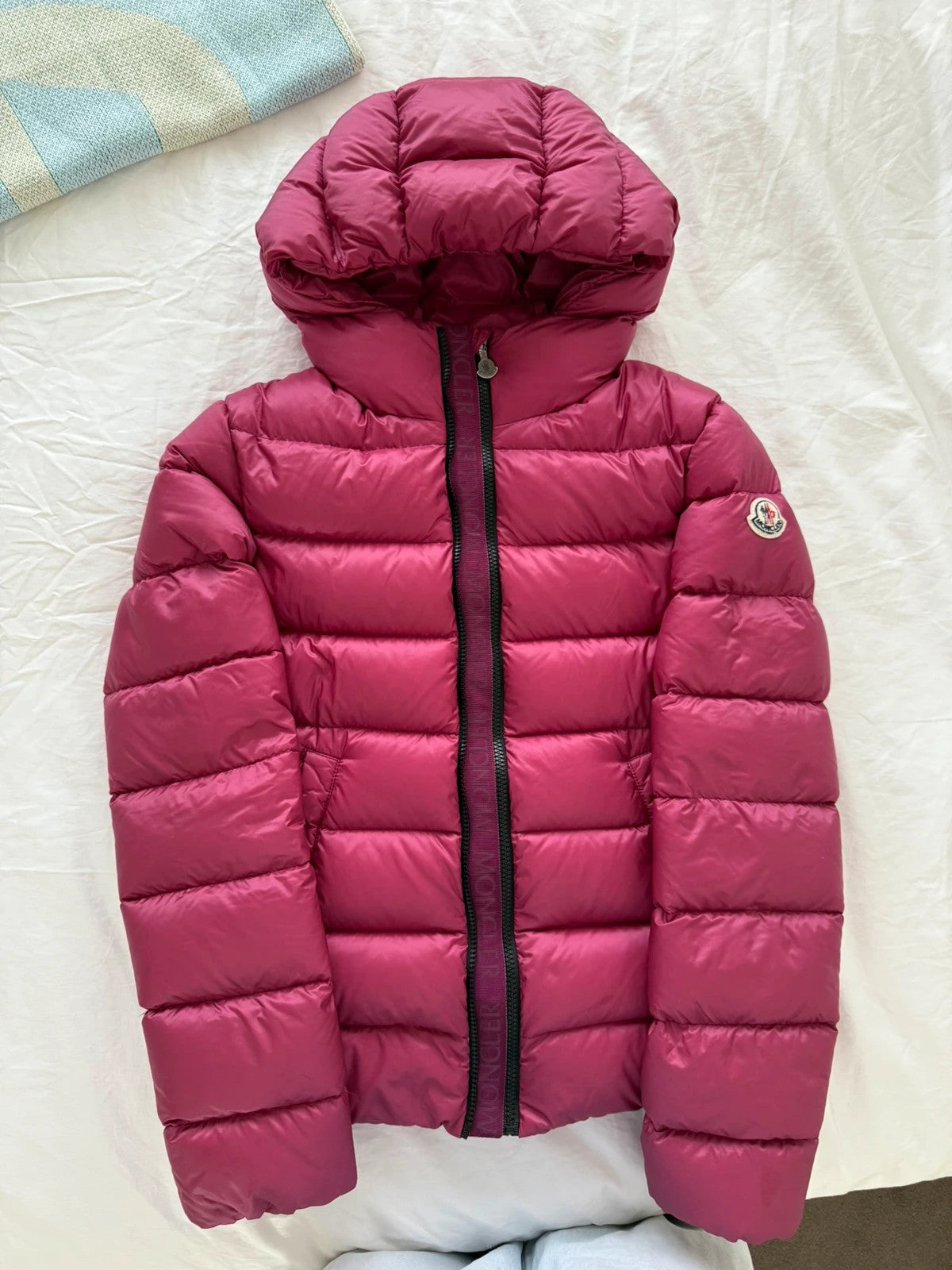 Moncler dark pink puffer jacket