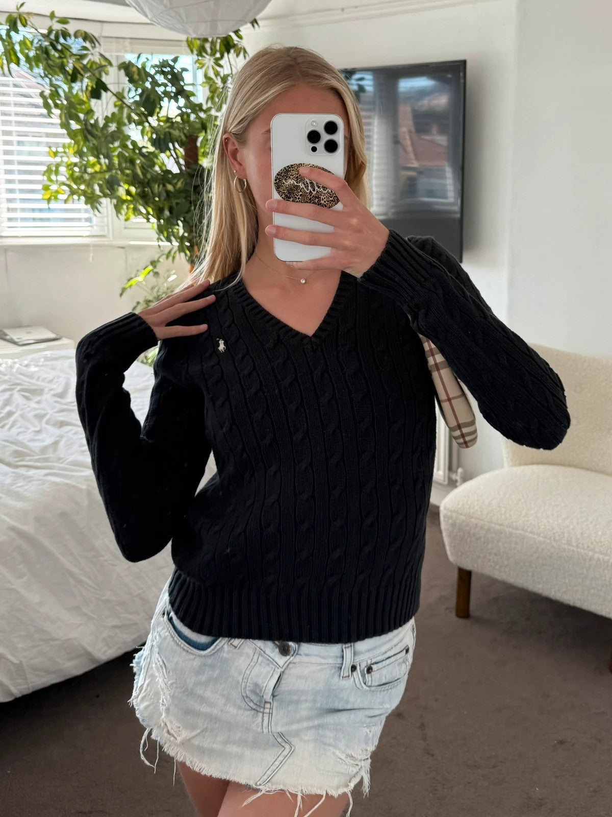 Black cable knit jumper