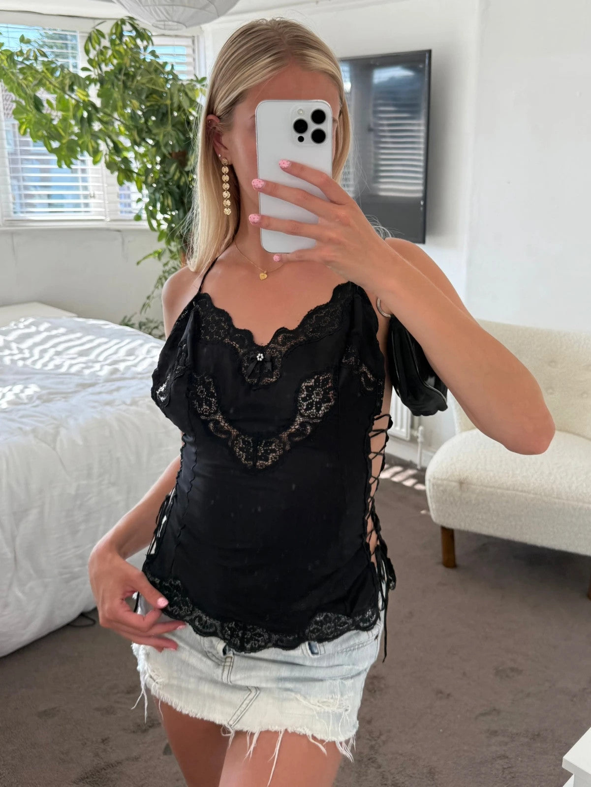 Lace up cami