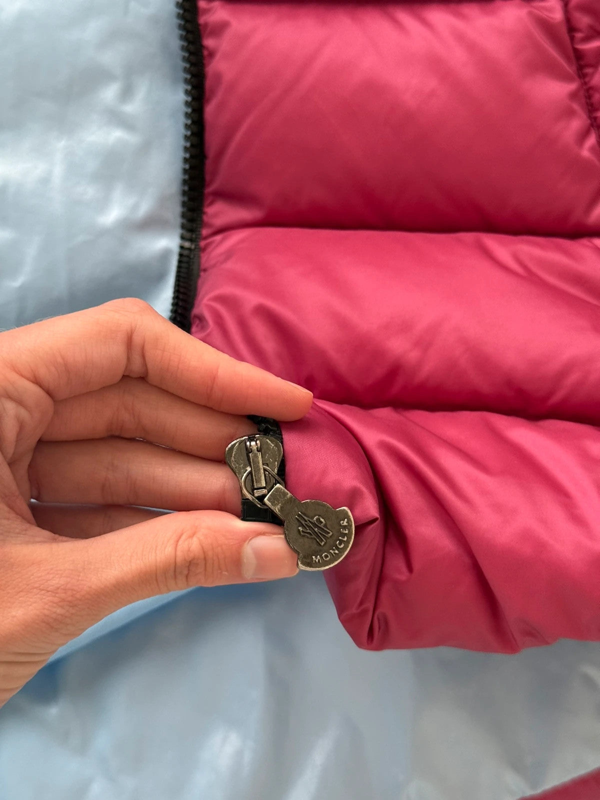 Moncler dark pink puffer jacket
