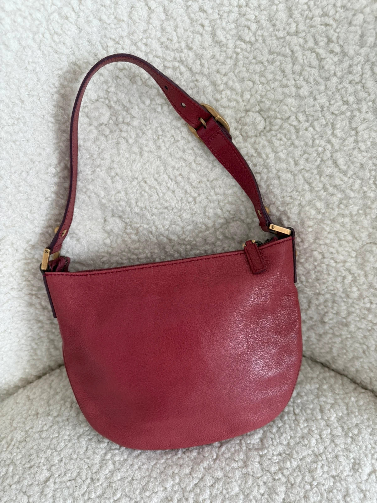 Gucci Dark Red Leather Blondie Logo Mini Hobo