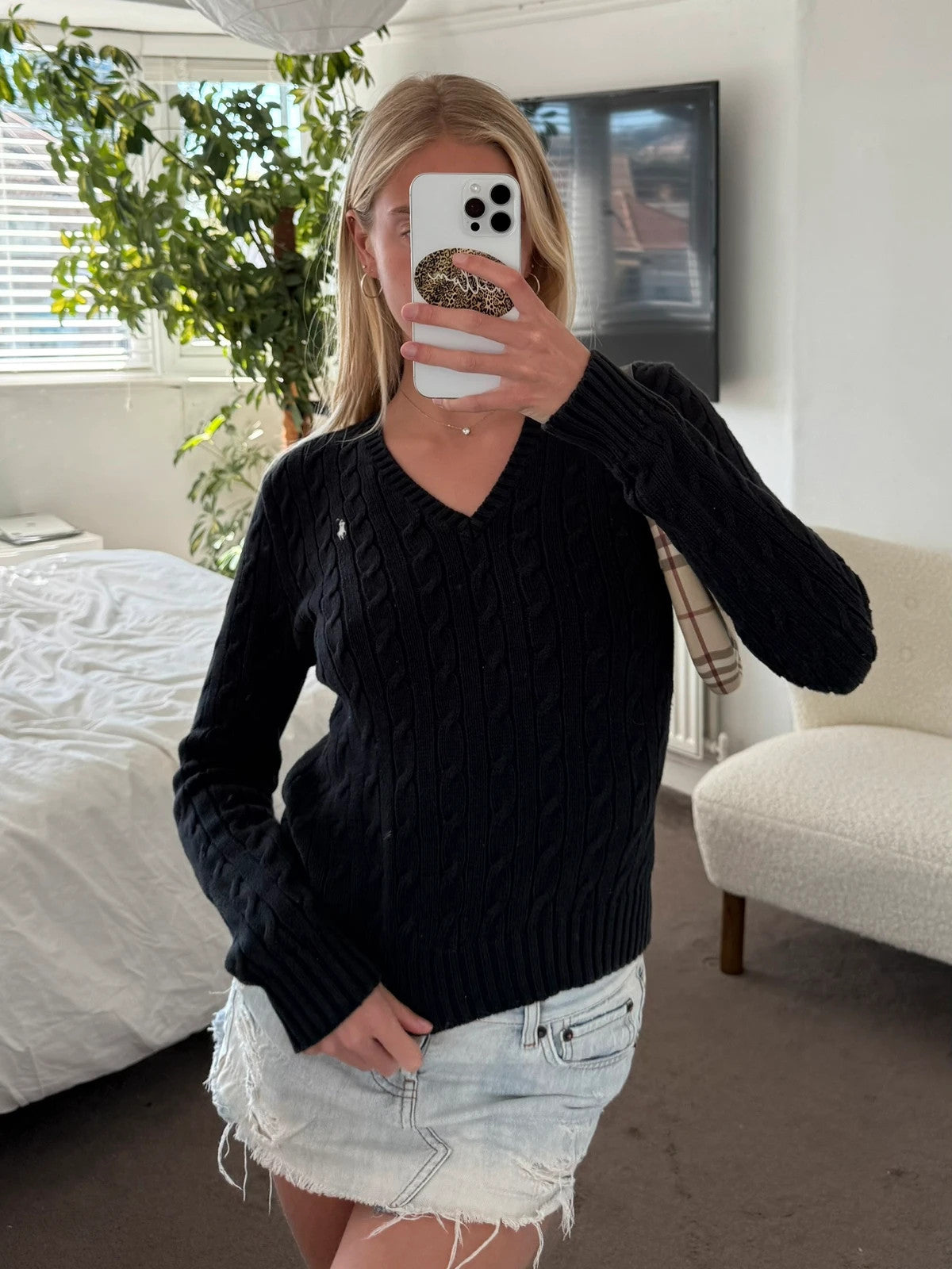 Black cable knit jumper
