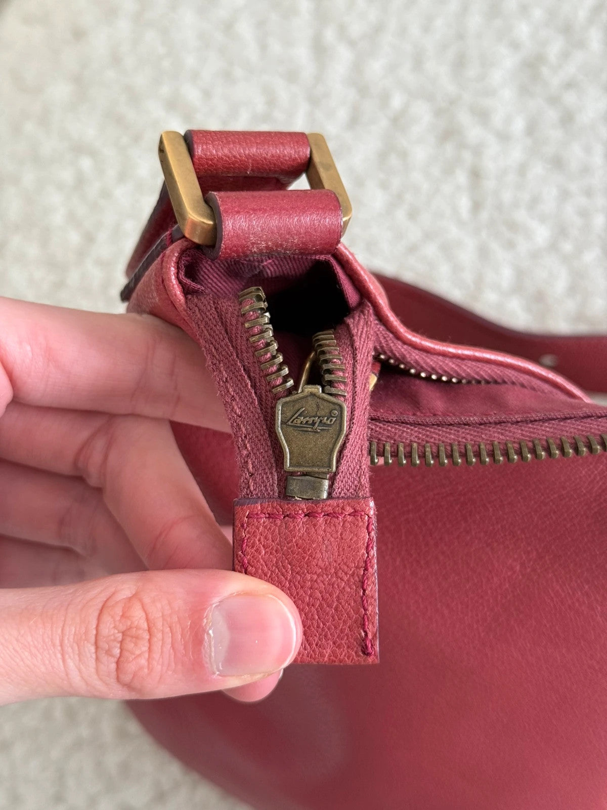 Gucci Dark Red Leather Blondie Logo Mini Hobo