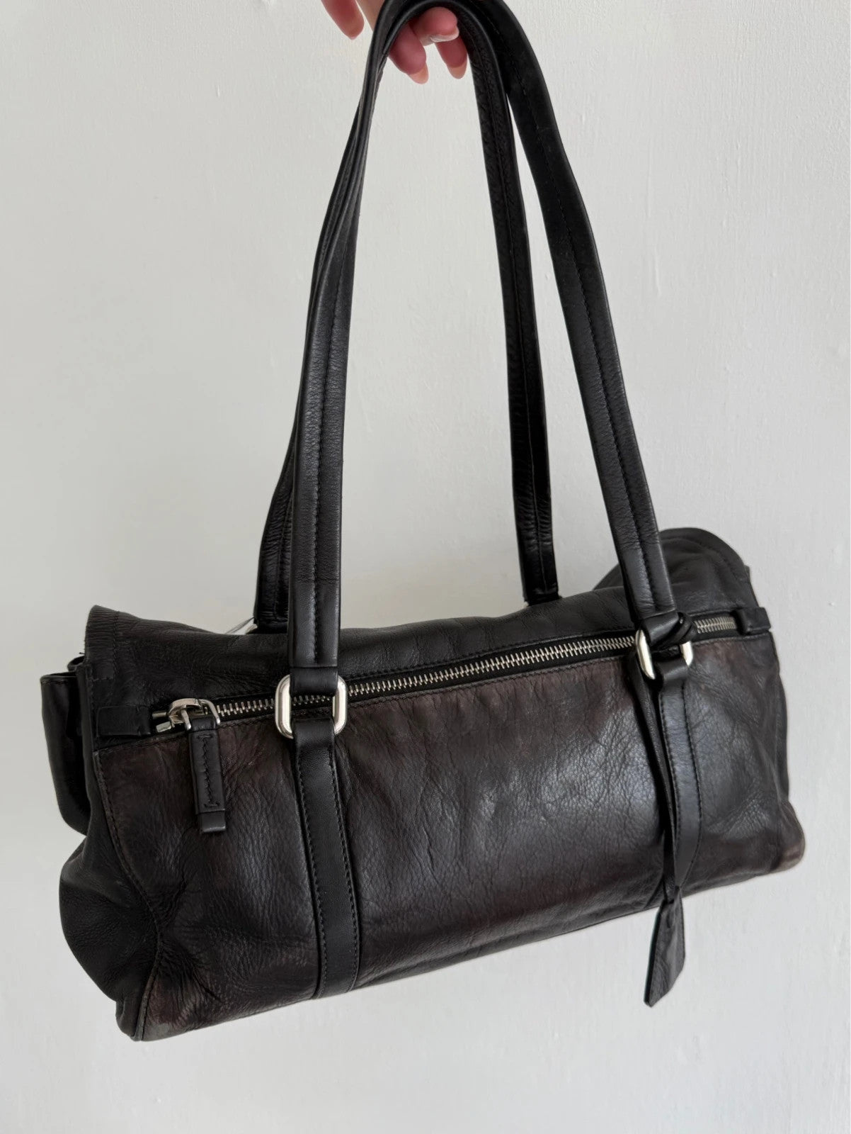 Black leather Prada bag