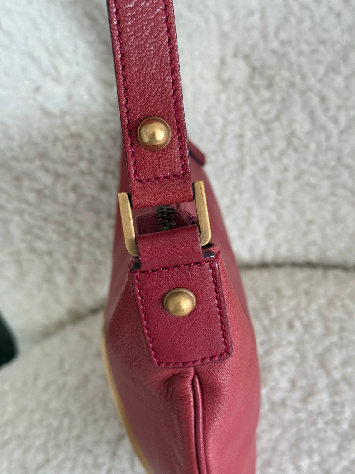 Gucci Dark Red Leather Blondie Logo Mini Hobo