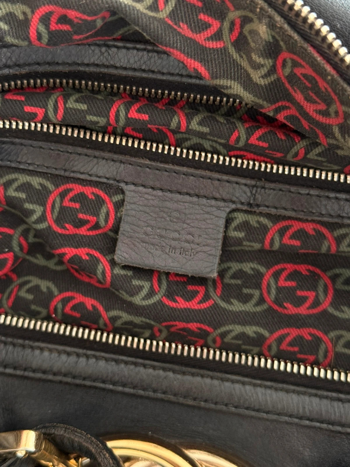 Gucci Black Leather Soho Boston Bag