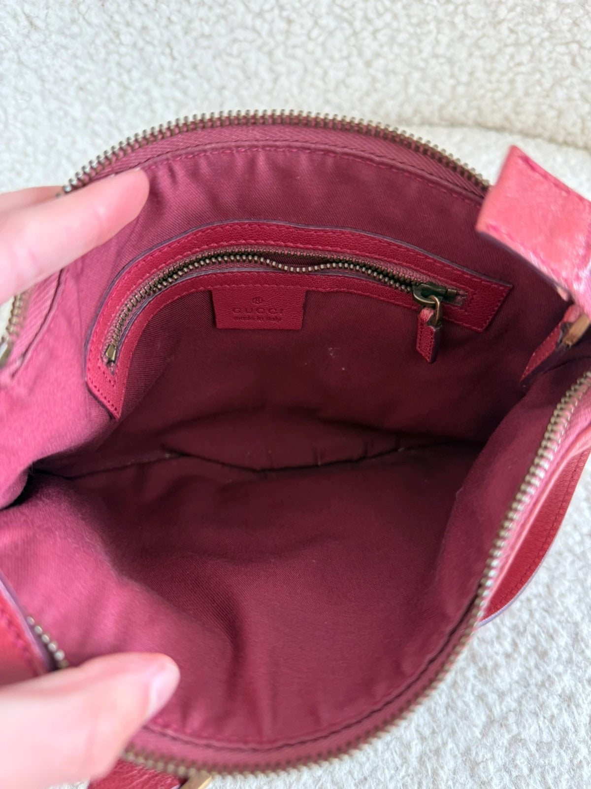 Gucci Dark Red Leather Blondie Logo Mini Hobo