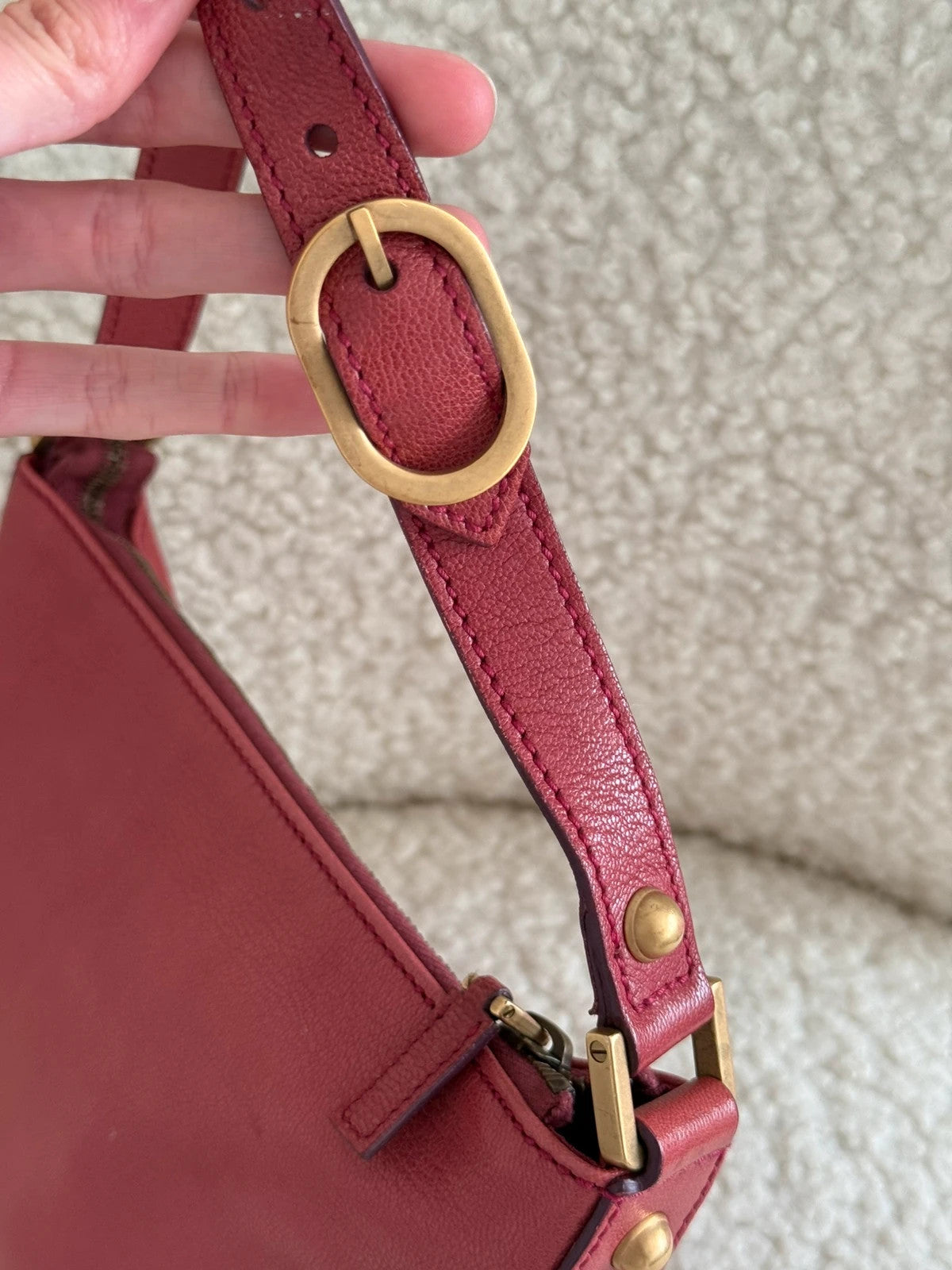 Gucci Dark Red Leather Blondie Logo Mini Hobo
