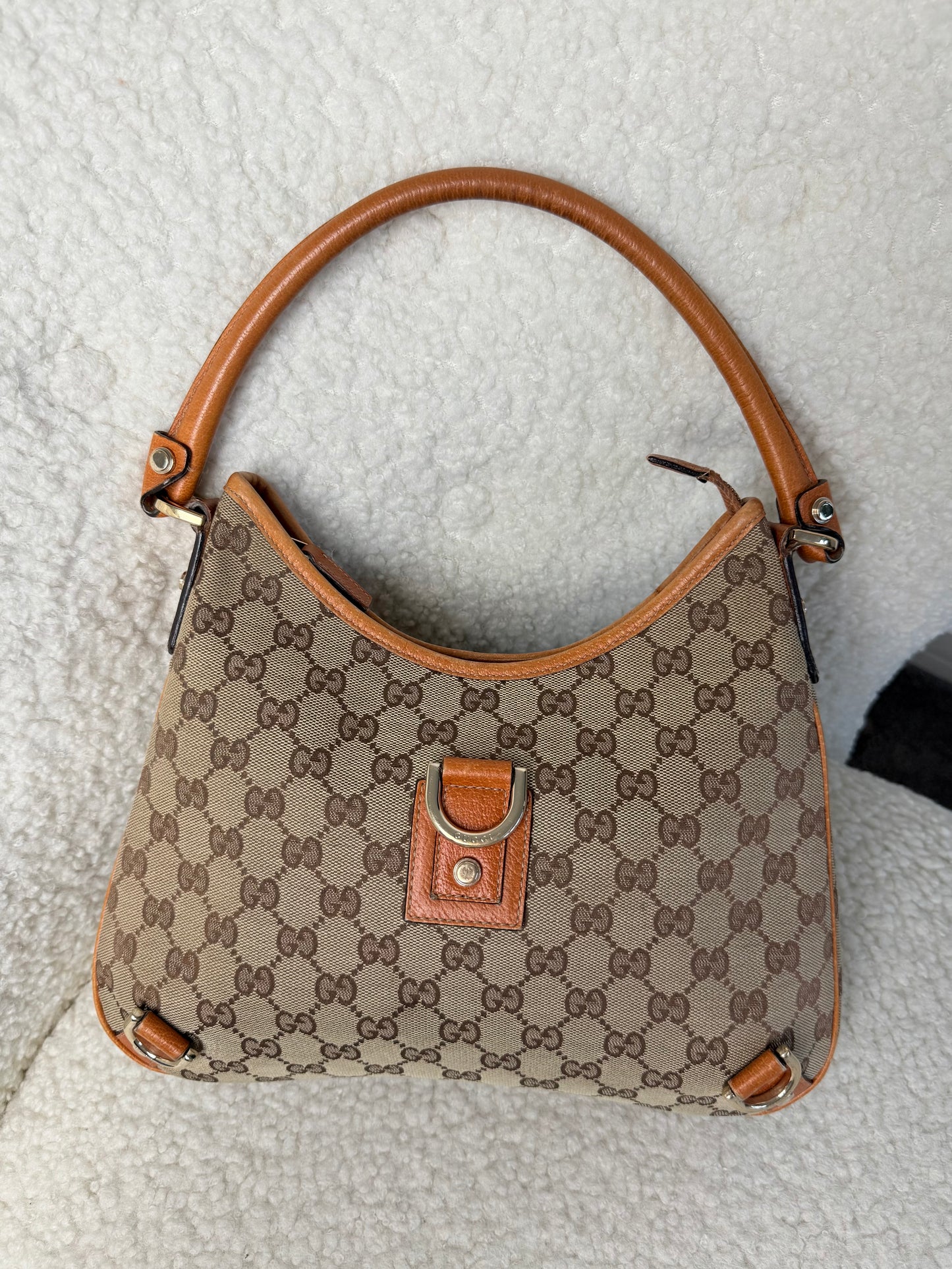 Gucci Beige/Brown Abbey D-Ring Small Hobo Bag