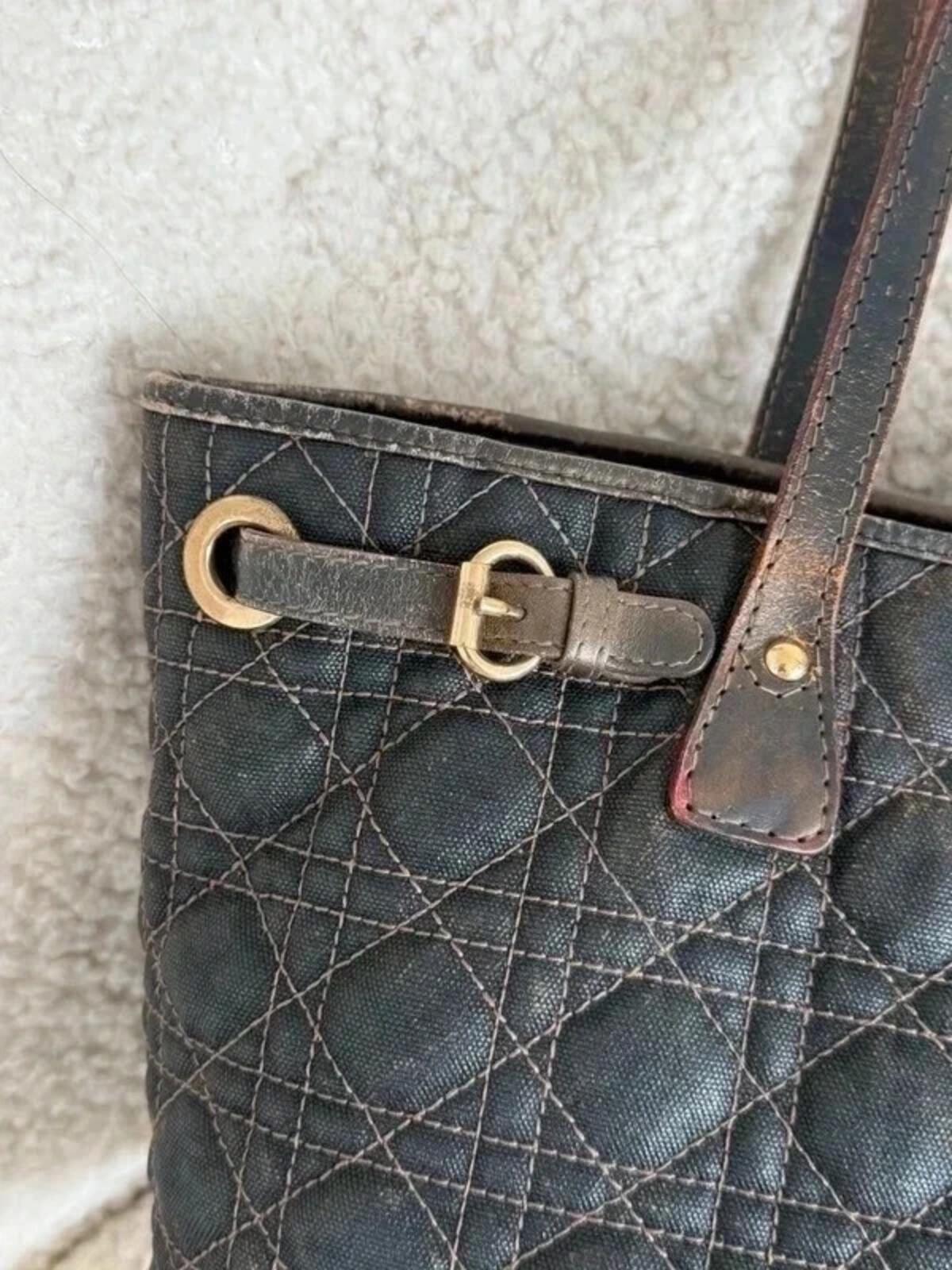 Christian Dior Panarea tote bag in dark denim grey cannage canvas