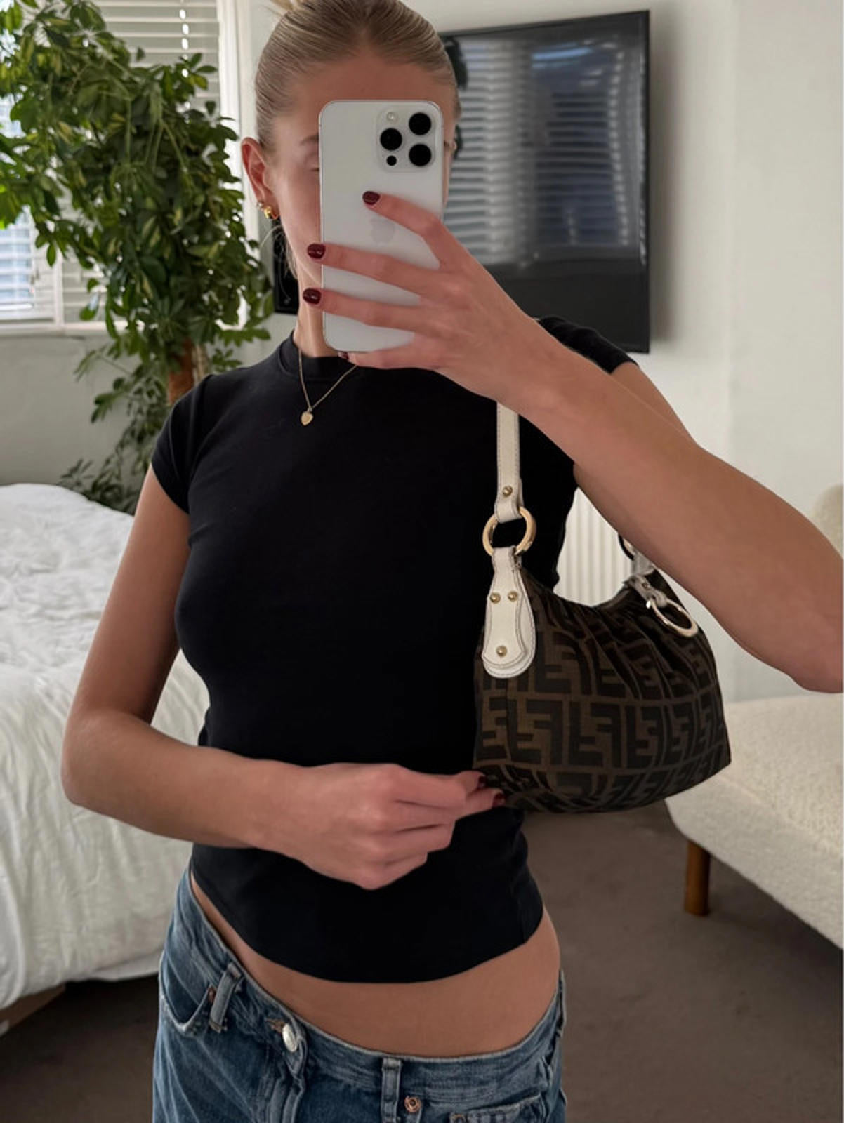Fendi Zucca Canvas Mini Shoulder Bag