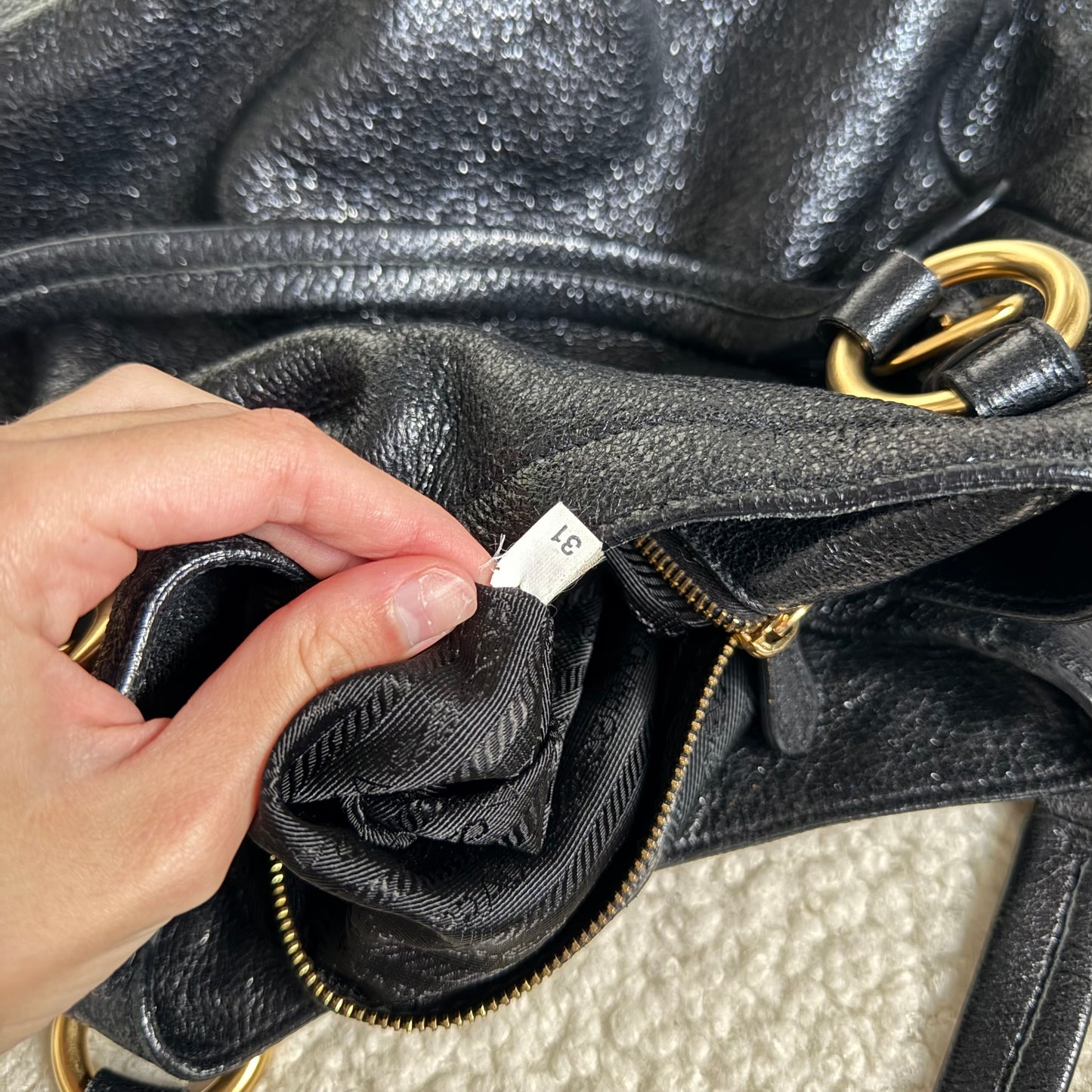 Prada Cervo Metallic Hobo Bag