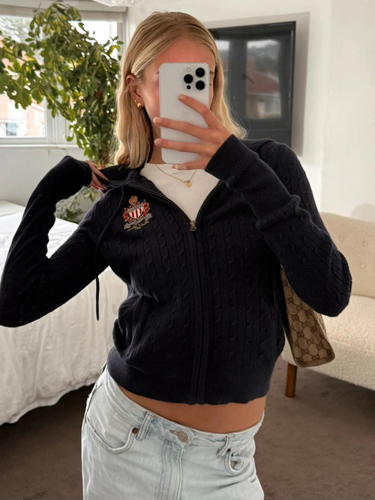 Ralph Lauren Navy Cable Knit Hoodie