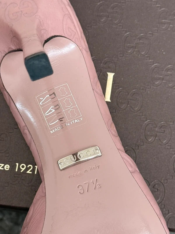 gucci pink guccissima horsebit leather mule heels