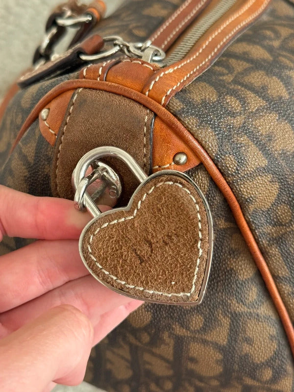 Large christian dior trotter monogram boston shoulder bag