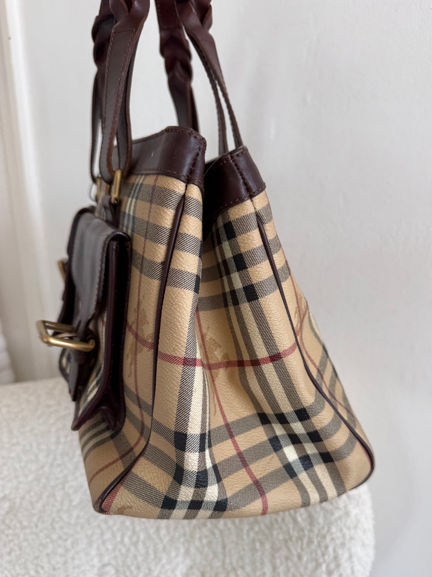 Vintage Burberry Haymarket Check Rectangle Handbag