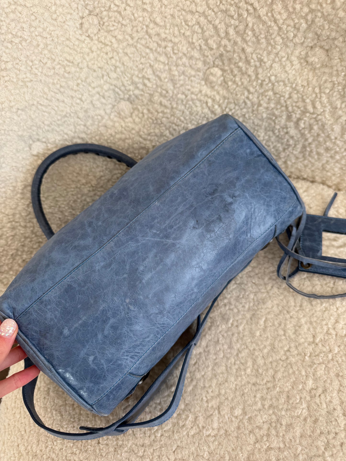 Balenciaga City Bag Blue Leather Classic Hardware