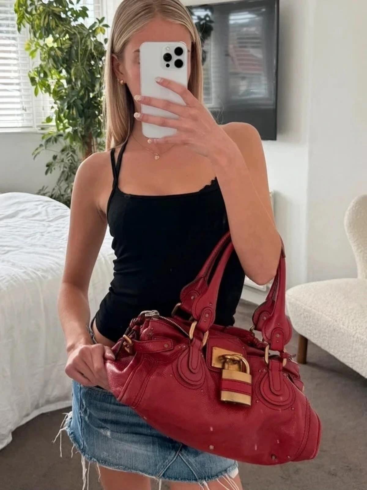 Chloé Paddington leather handbag in red