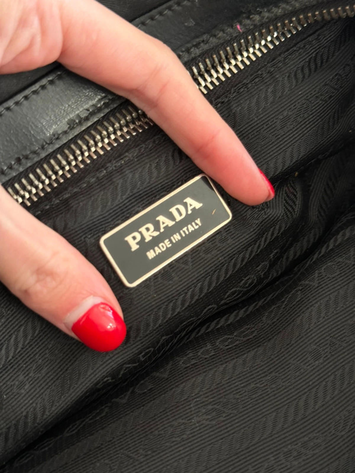 Prada Black Tessuto Nylon Buckle Handbag with Padlock