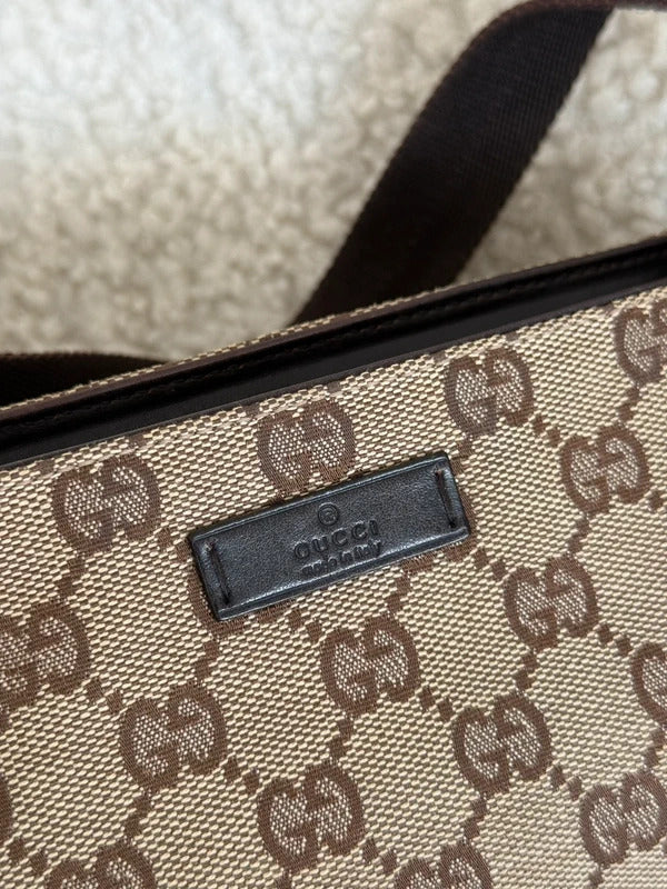 gucci gg canvas shoulder bag beige brown