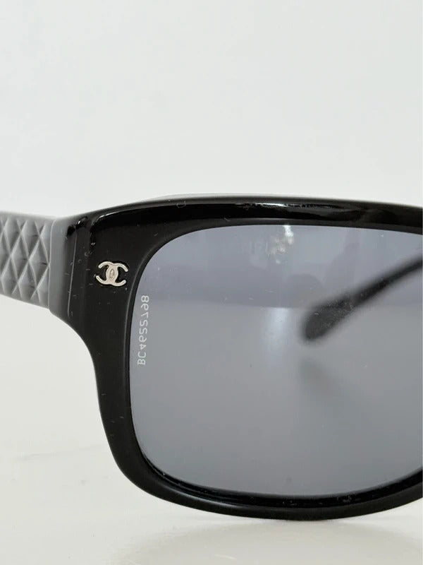 chanel black rectangular sunglasses