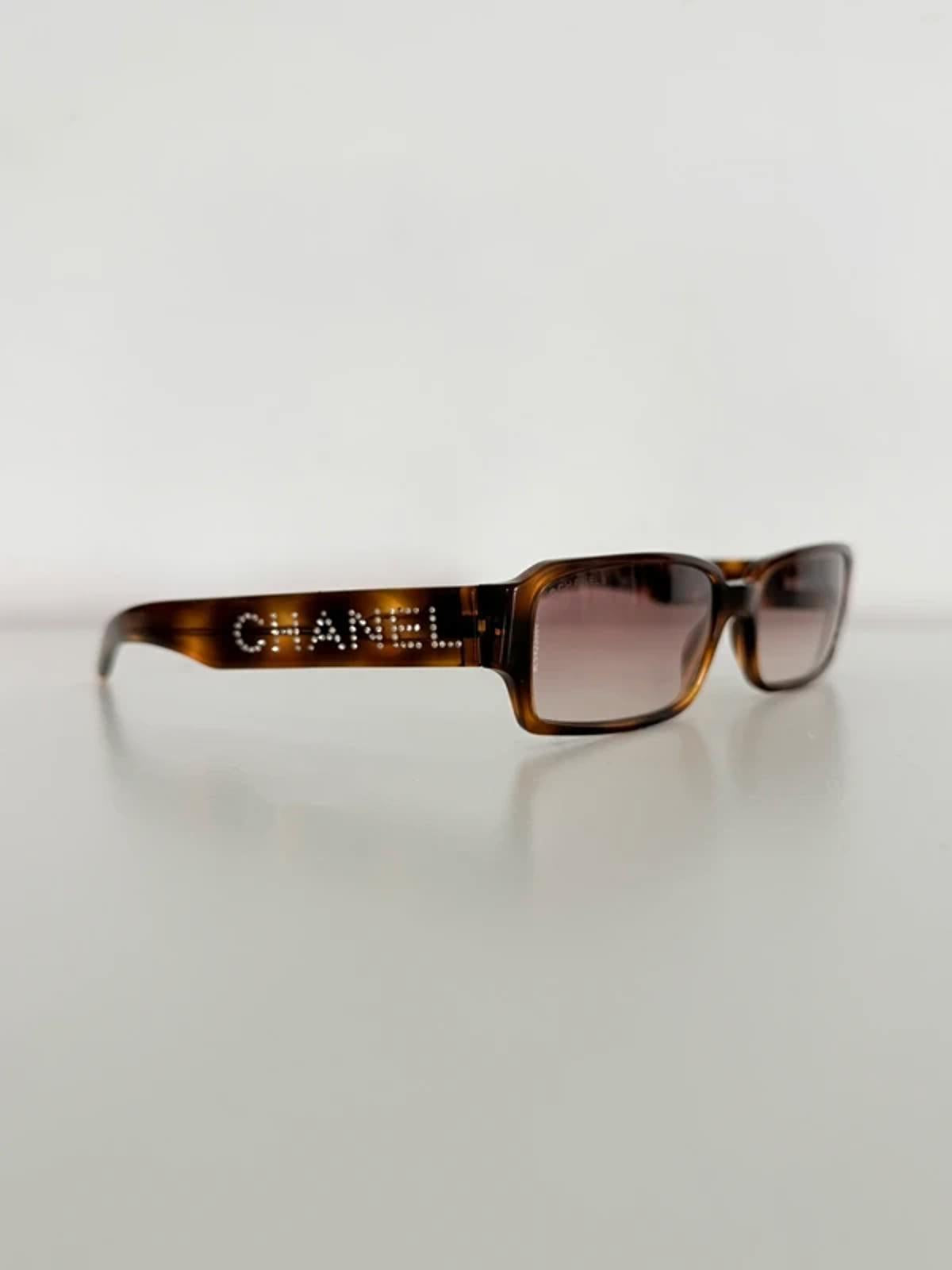 Chanel crystal rectangular sunglasses