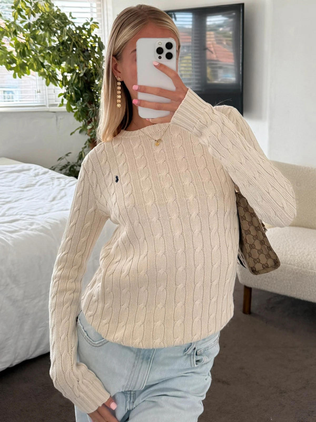Ralph Lauren Cream Cable Knit Jumper