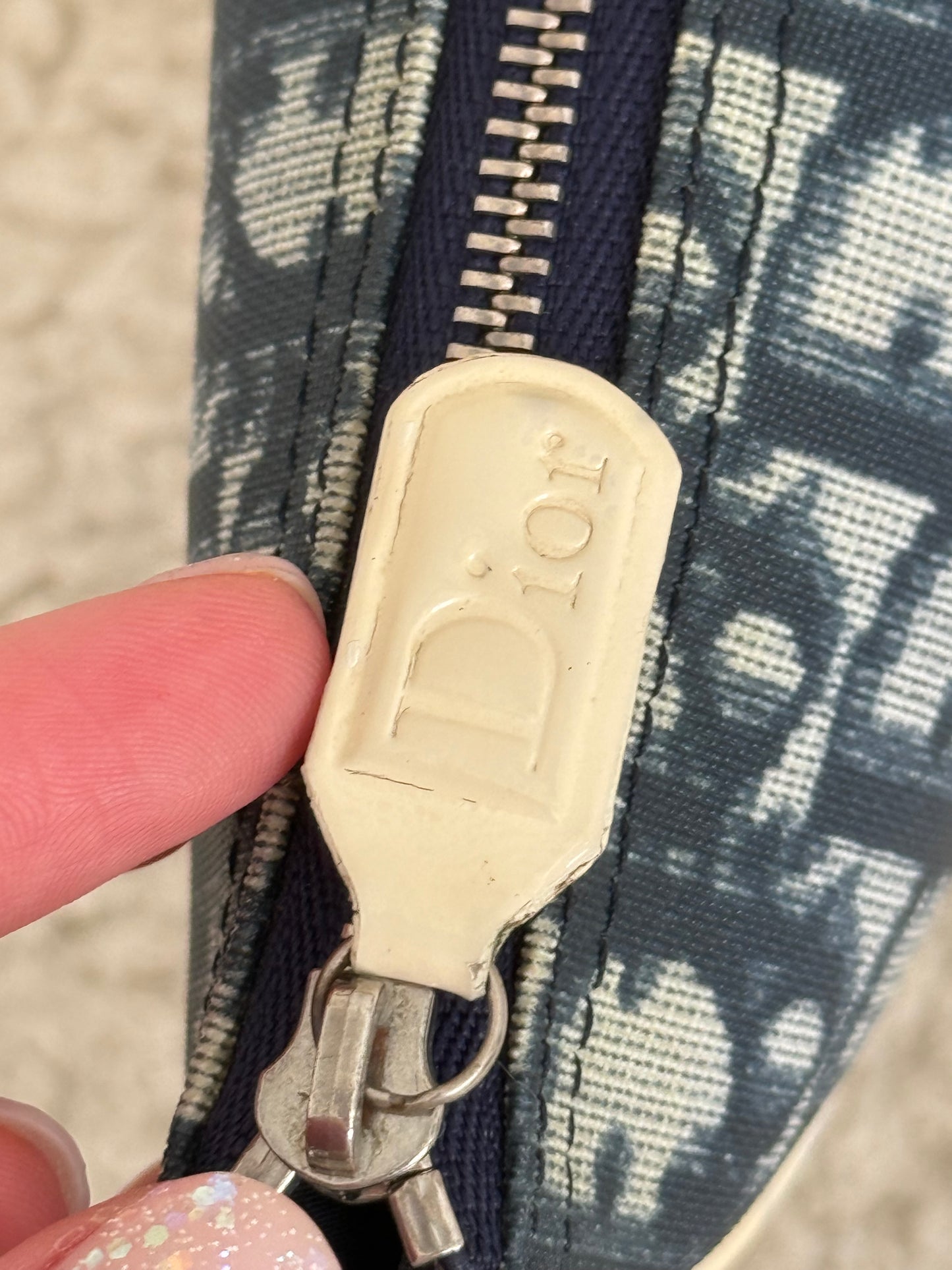 Christian Dior Saddle Mini Bag Blue Trotter Canvas