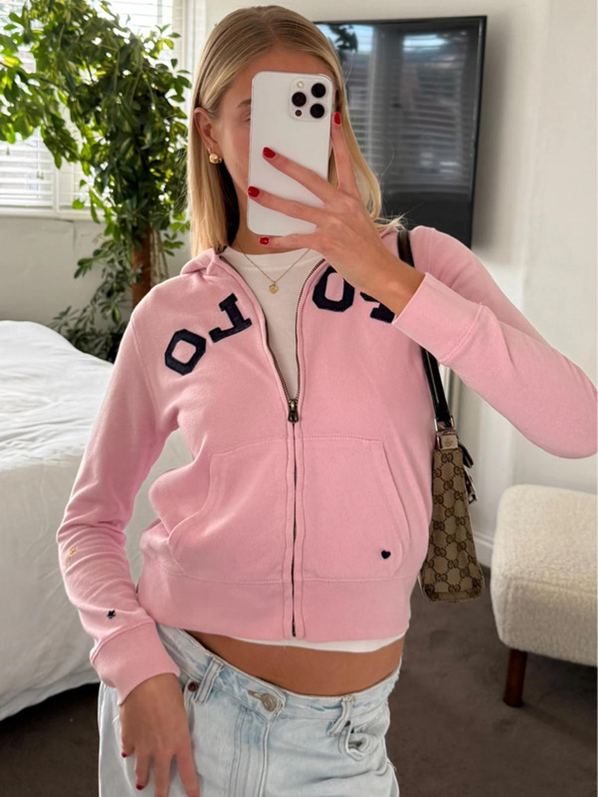 Ralph Lauren pink zip-up hoodie