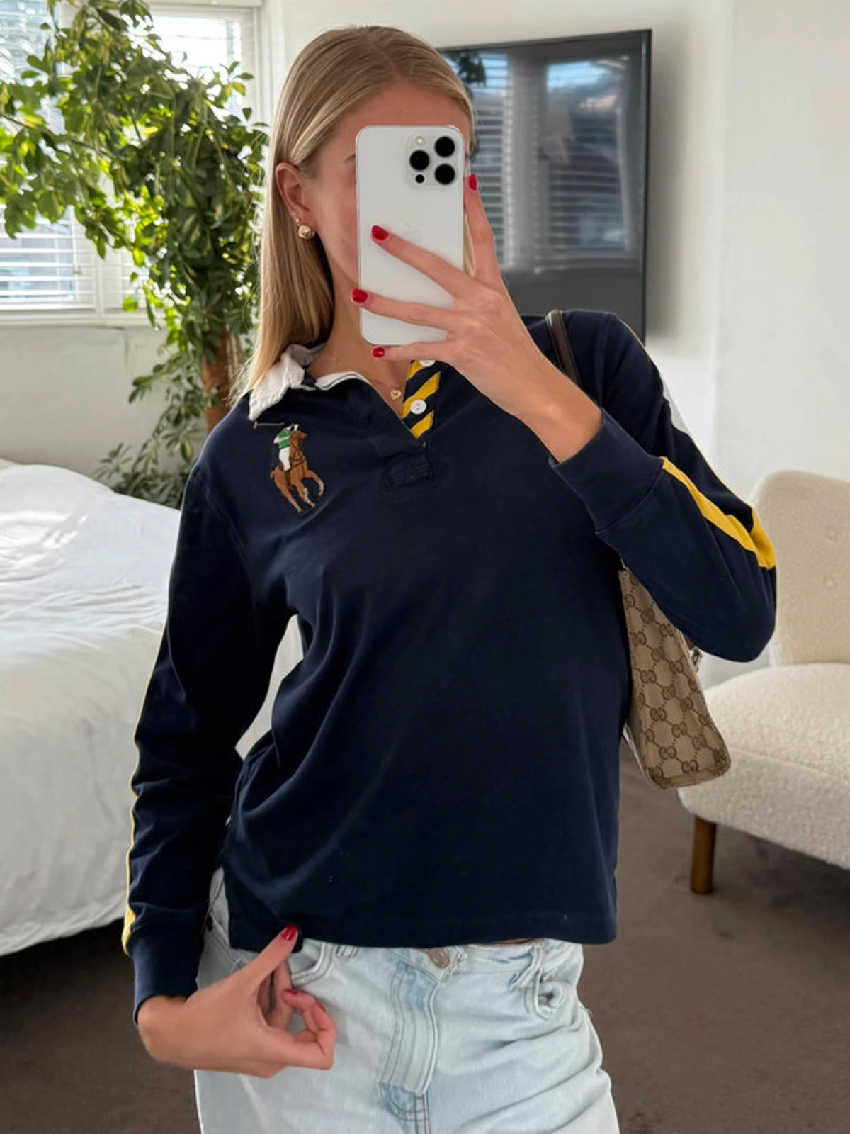 Ralph Lauren Navy & Yellow Long Sleeve Rugby