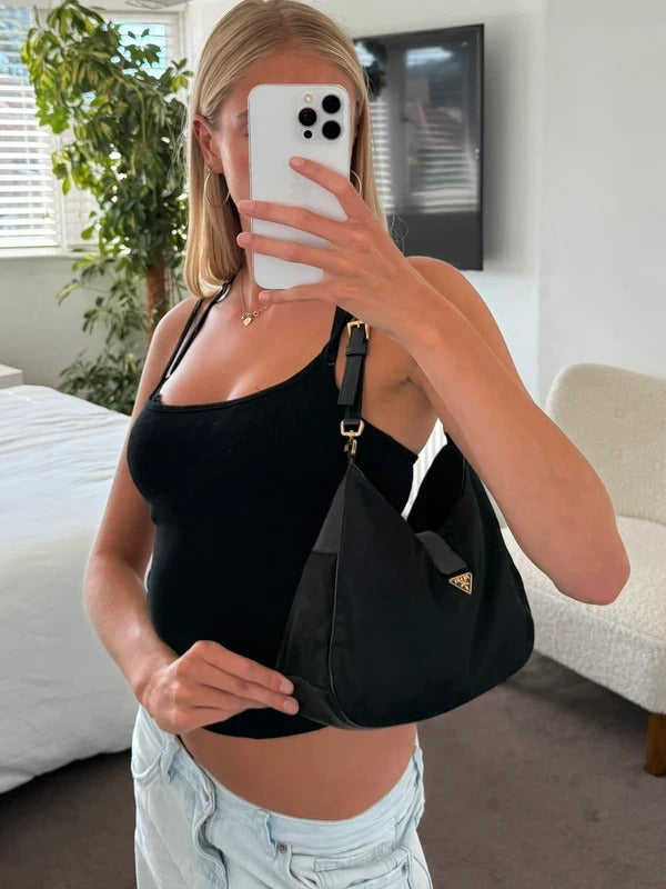 prada black nylon shoulder bag