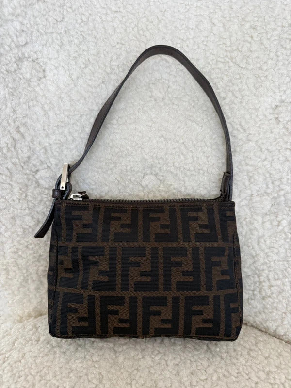 Fendi Zucchino Canvas Pochette Shoulder Bag
