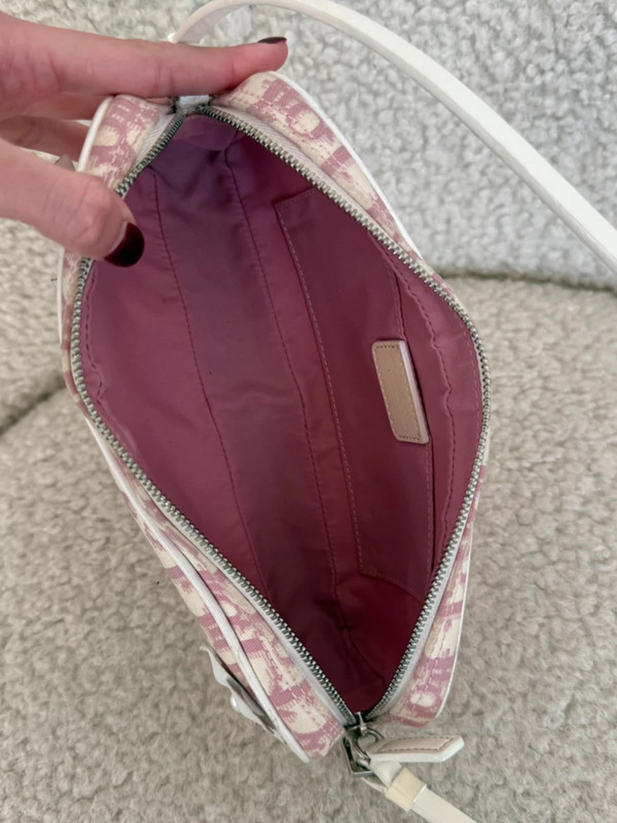 Christian Dior pink & white Oblique canvas mini Pochette shoulder bag with floral
