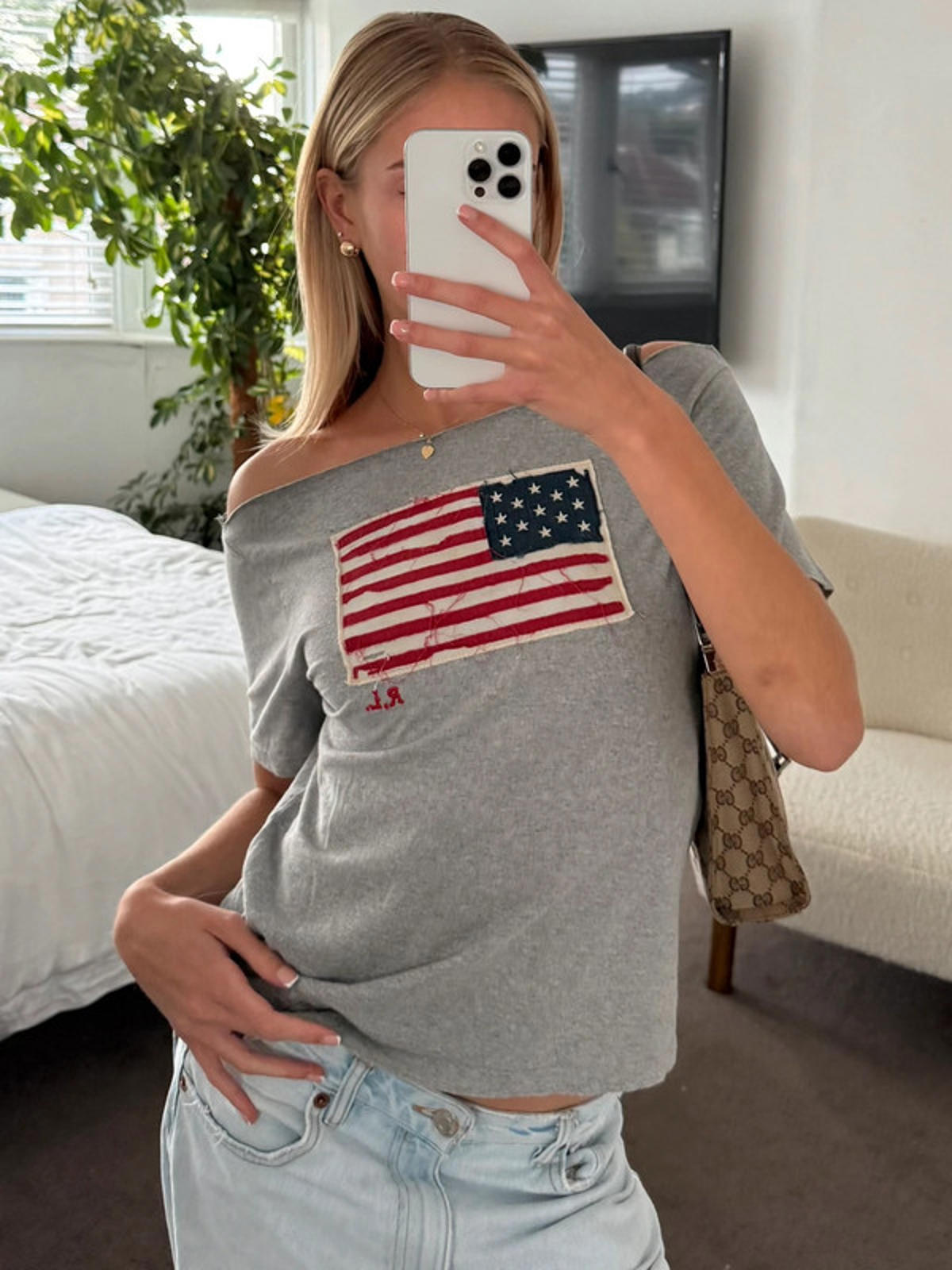 Ralph Lauren Grey USA Flag Tee