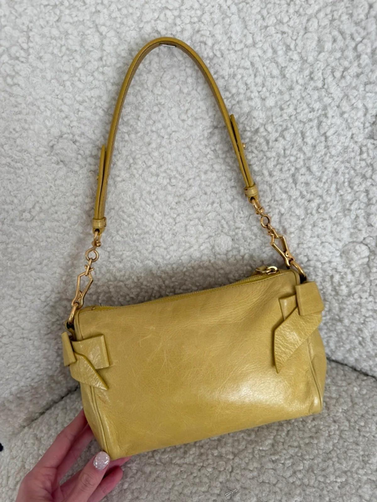 Miu Miu Bow Shoulder Bag Yellow Leather