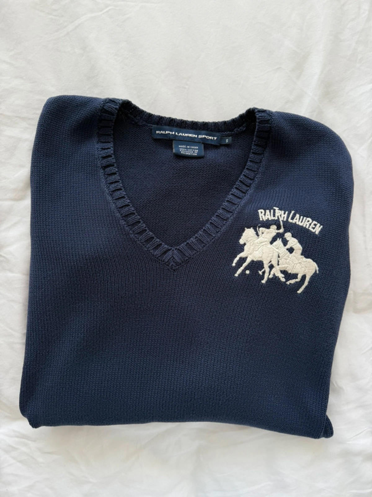 Ralph Lauren Sport navy V-neck knit jumper