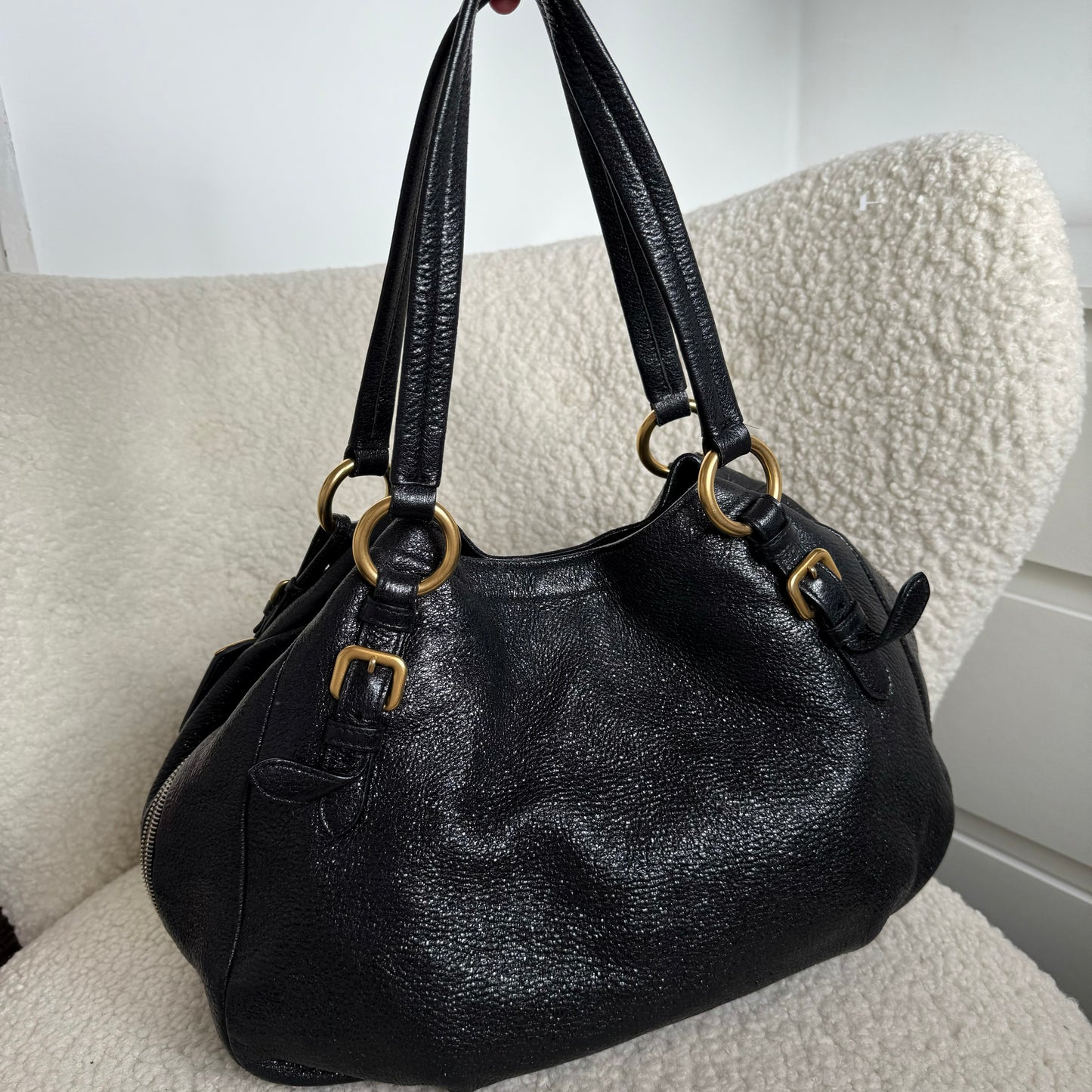 Prada Cervo Metallic Hobo Bag