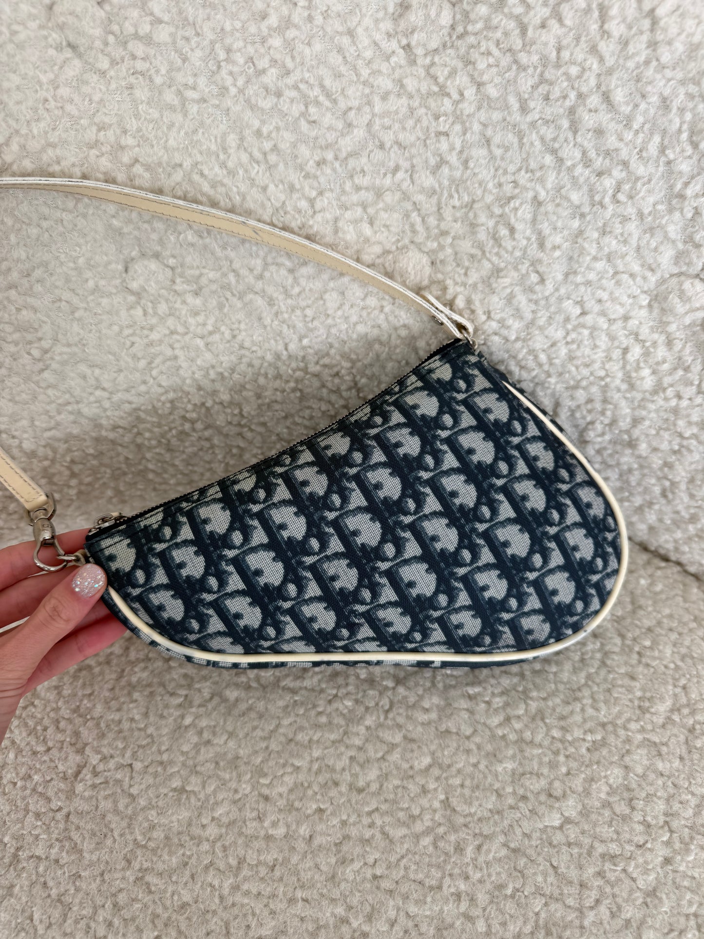 Christian Dior Saddle Mini Bag Blue Trotter Canvas