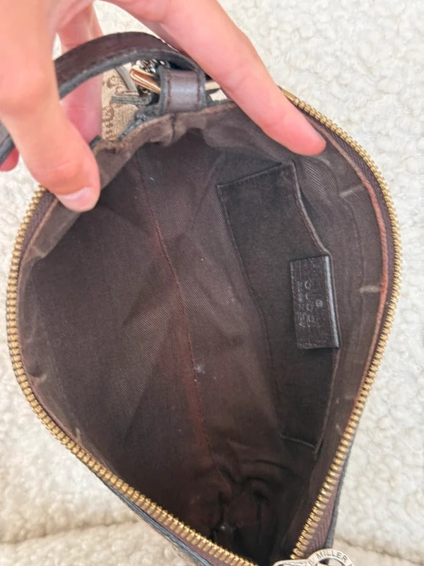 Gucci GG Canvas Web Stripe Pochette Shoulder Bag