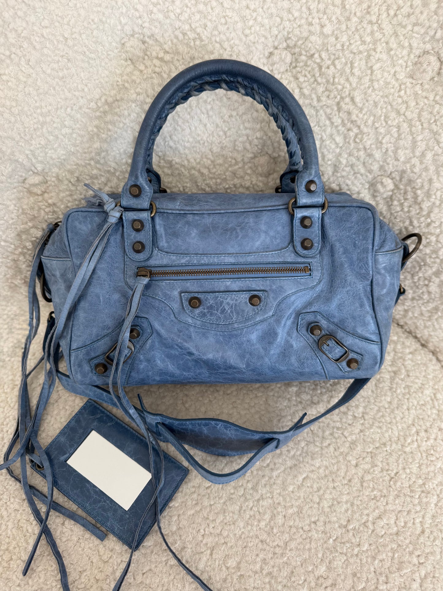 Balenciaga City Bag Blue Leather Classic Hardware